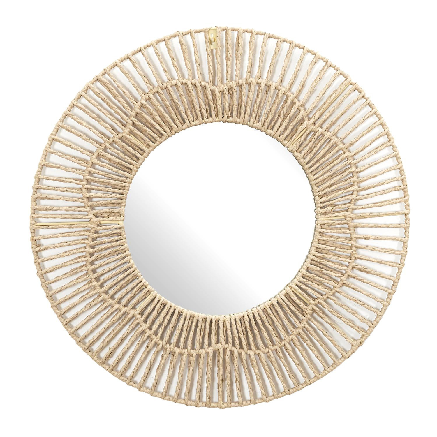Home Deco Factory wandspiegel natuurlijk - rond - rotan - D50 cm - bohemian spiegel -