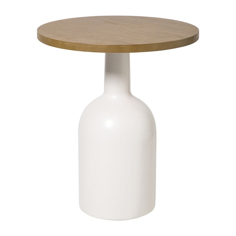 Xenos Bijzettafel Chico - bruin/beige - ø40x47 cm