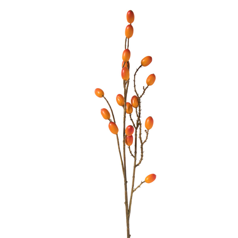Xenos Kunsttak met eikeltjes - oranje - 66 cm