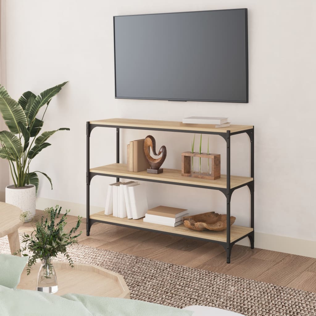 vidaXL Boekenkast 100x33x70,5 cm bewerkt hout en staal sonoma eiken