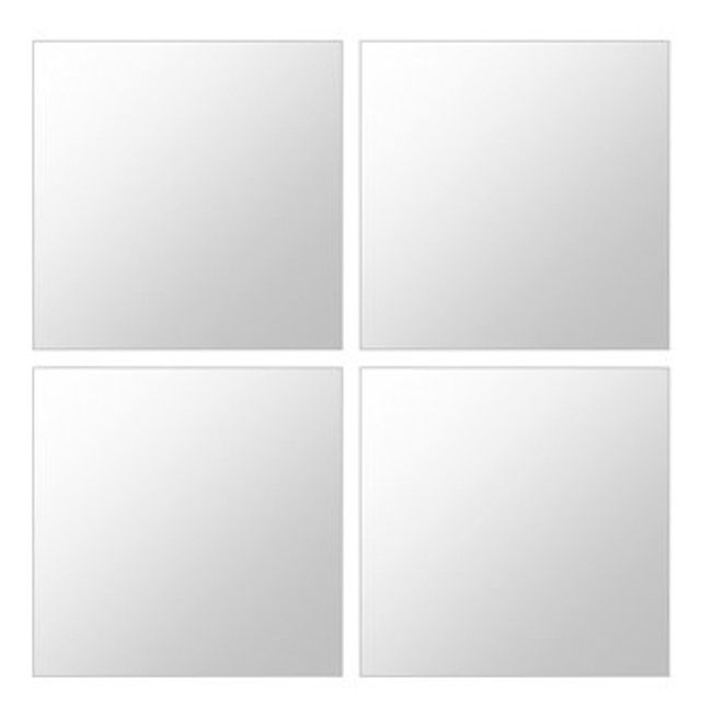 Plieger Tiles 3mm tegelspiegel per 4 stuks met kleefstrips 30x30cm zilver PL4350016