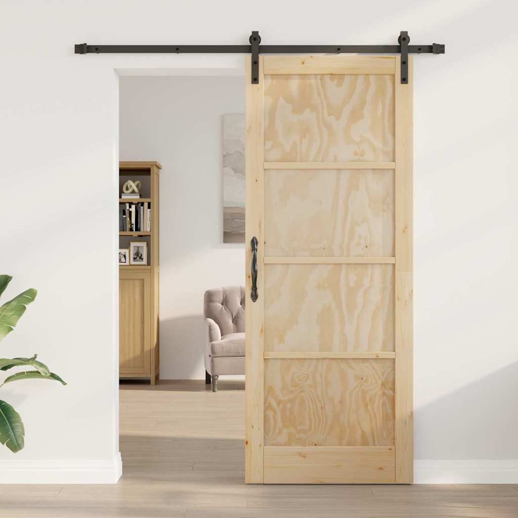 vidaXL Schuifdeur met beslag 83x211 cm massief grenenhout