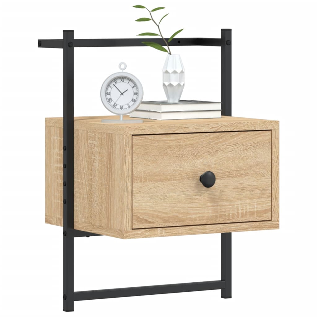 vidaXL Nachtkastje wandgemonteerd 35x30x51 cm hout sonoma eikenkleurig
