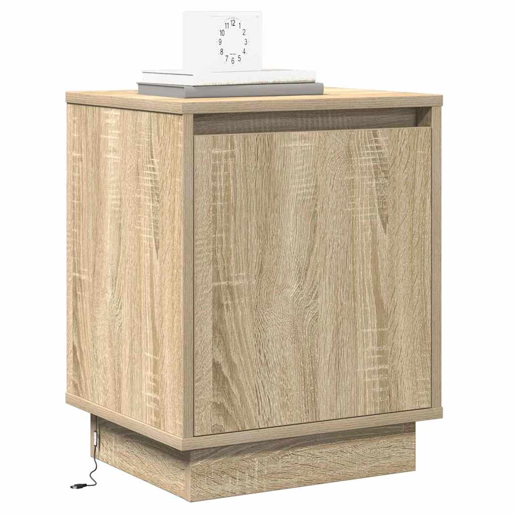 vidaXL Nachtkastje met LED's 39x34,5x50 cm sonoma eikenkleurig