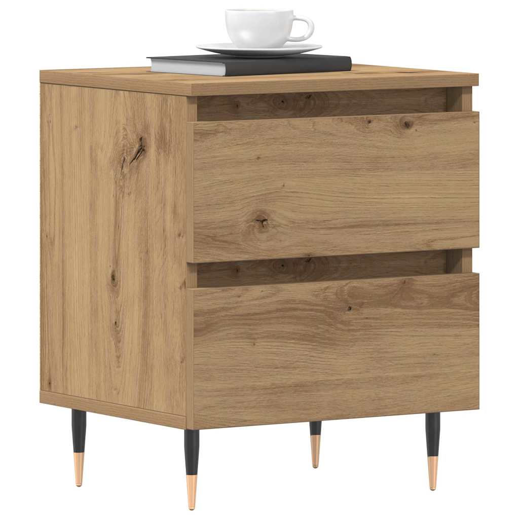 vidaXL Nachtkastje 40x35x50 cm bewerkt hout artisanaal eiken