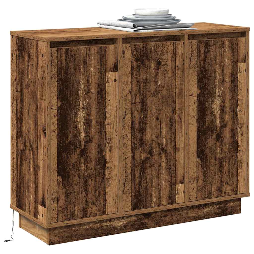 vidaXL Dressoir met LED - Oude Hout - 90x32x75 cm - gemengd hout