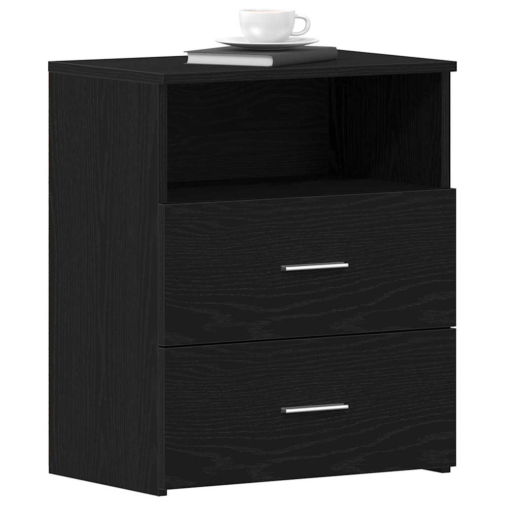 vidaXL Nachtkastjes 2 stuks Zwart Eiken 50x32x60cm Bewerkt Hout