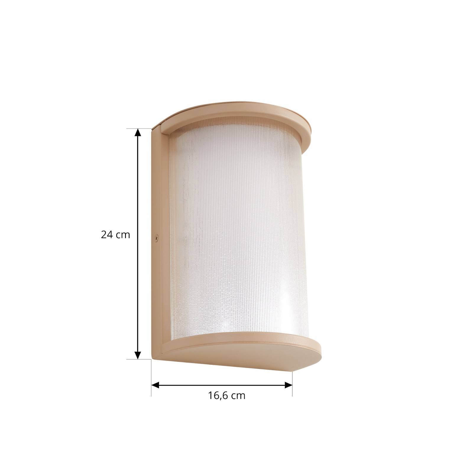 LINDBY LED buiten wandlamp Calvik, beige, geribbeld, IP44