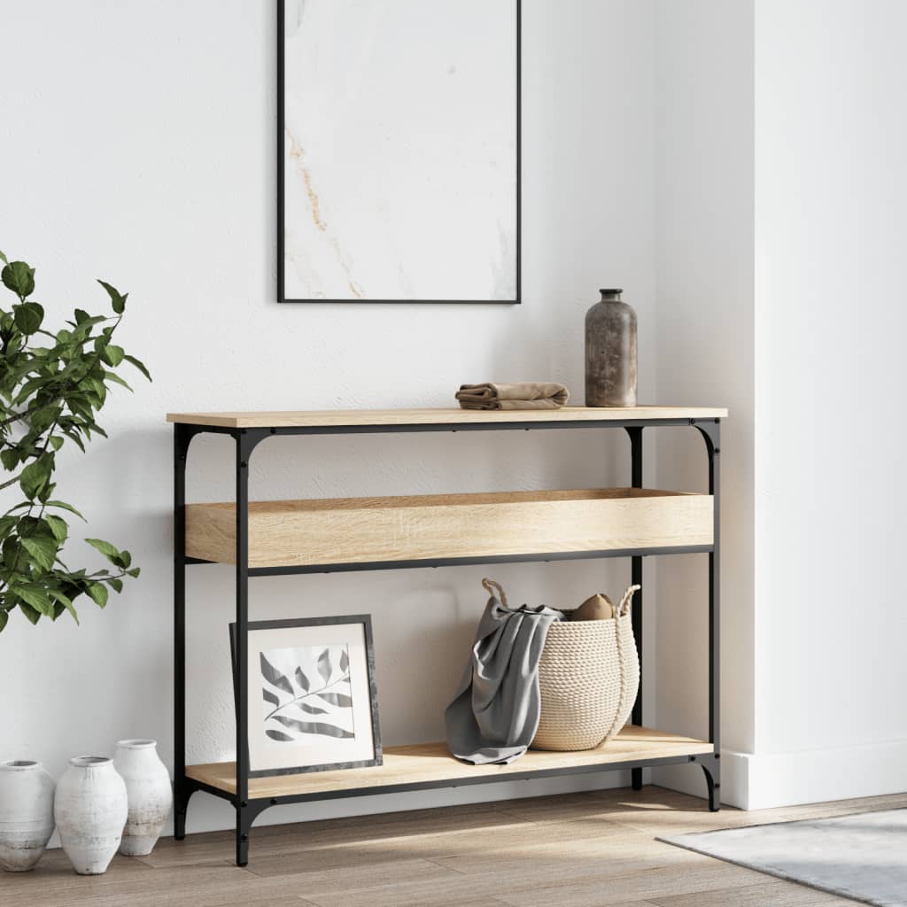 vidaXL Wandtafel met schap 100x29x75 cm bewerkt hout sonoma eikenkleur