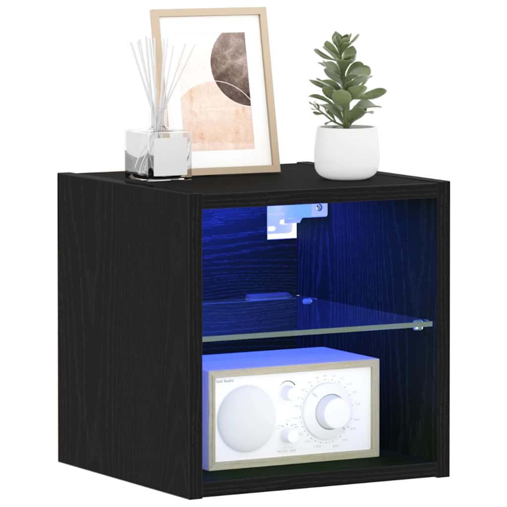 vidaXL LED TV Meubel 2 stuks Zwart Eiken 30x28,5x30 cm Geengineerd Hout