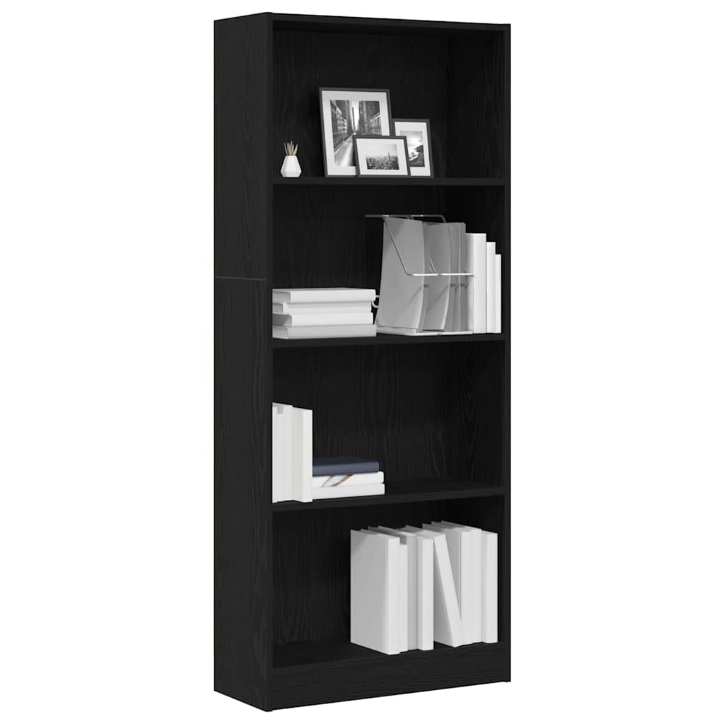 vidaXL Zwarte Eiken Boekenkast - 60 x 24 x 143 cm - Van Geengineerd Hout