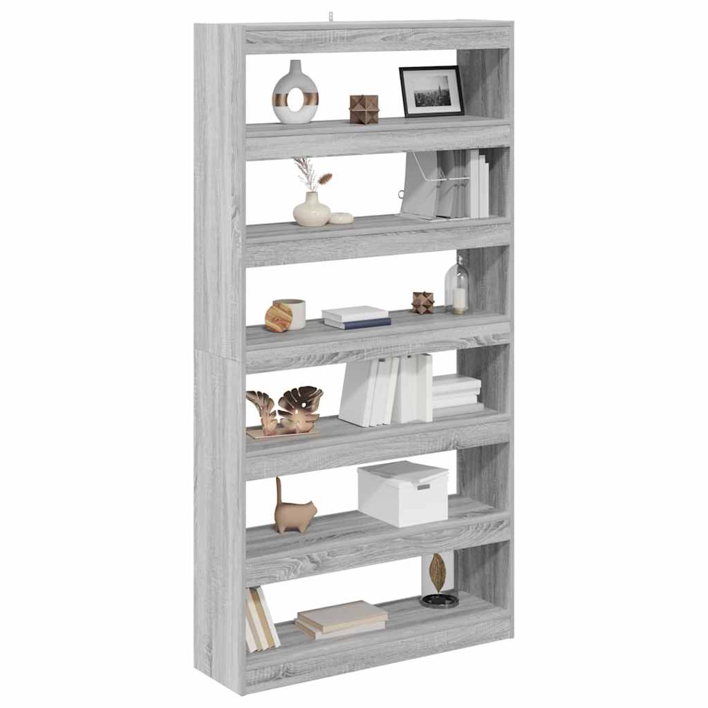 vidaXL Boekenkast/Kamerdivider Zwart Eiken 100x30x198 cm Gemaakt van engineered hout