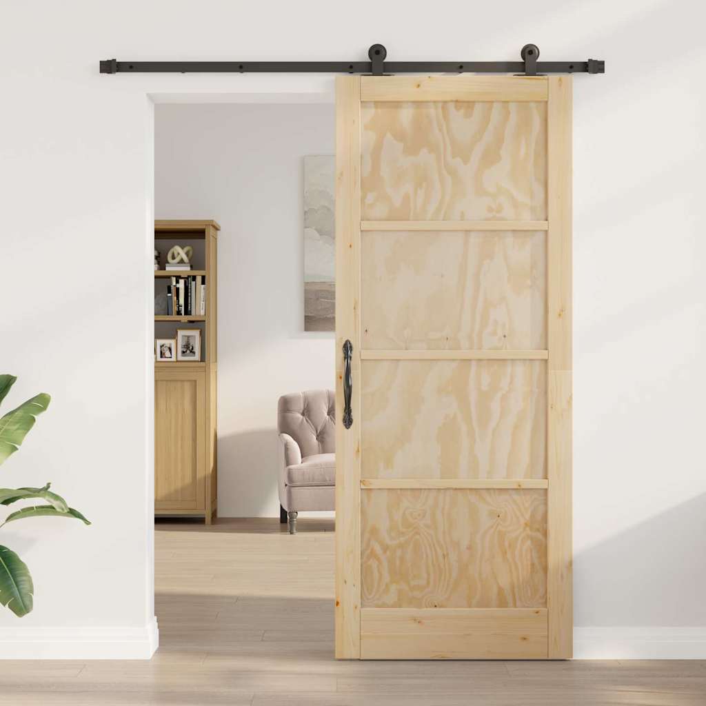 vidaXL Schuifdeur met Bevestigingsset 86x211 cm Massief Vurenhout