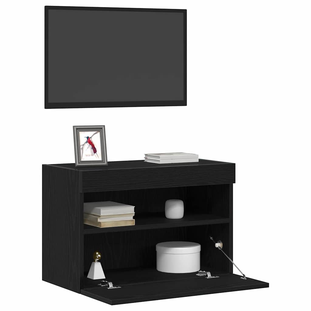 vidaXL Tv-wandmeubel met LED 60x30x40 cm zwart eikenkleurig