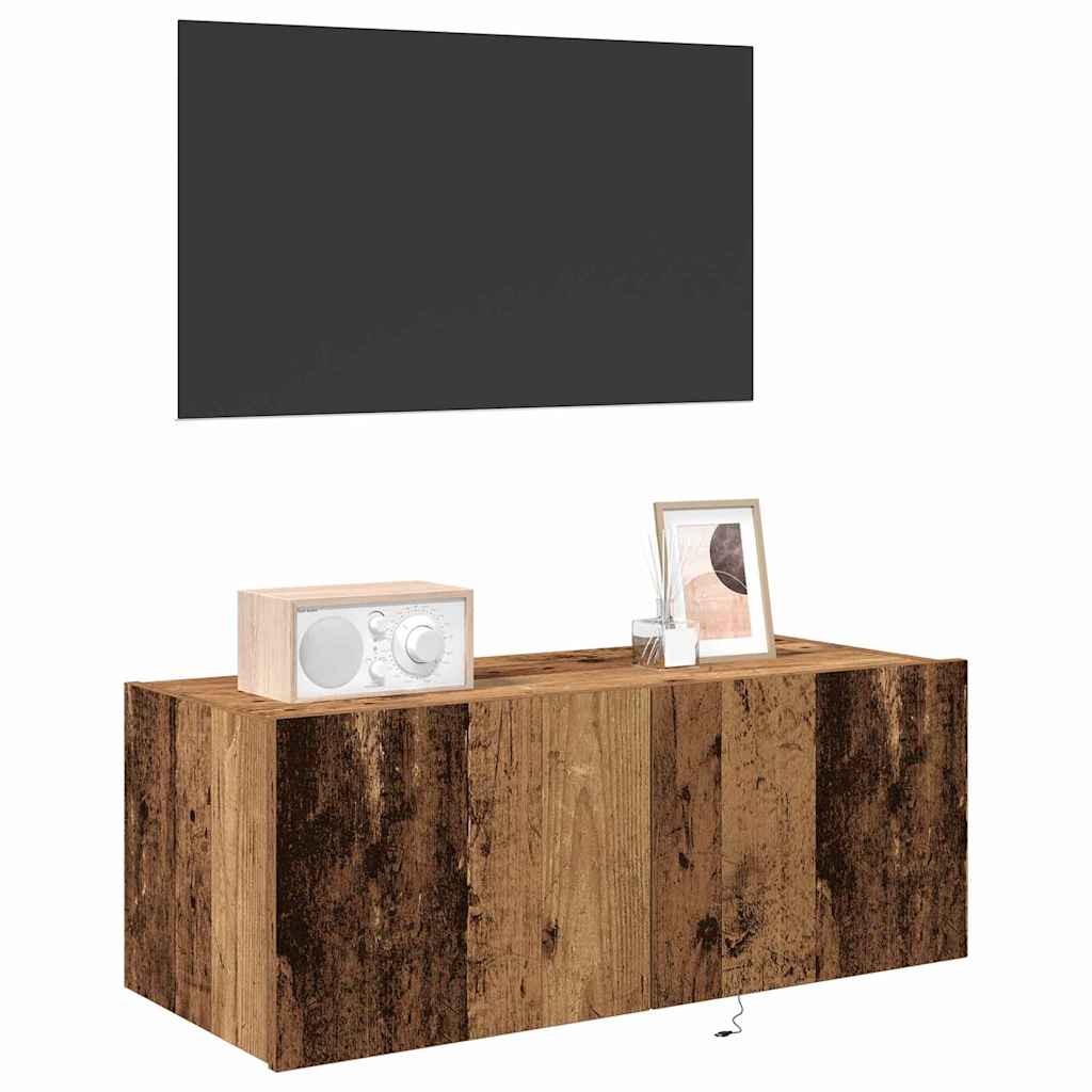 vidaXL Tv-wandmeubel met LED-verlichting 80x35x31 cm oud houtkleurig