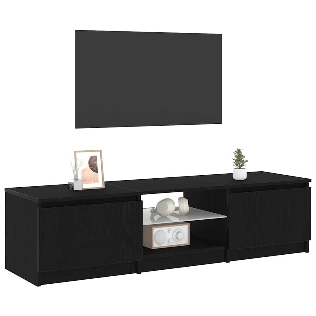 vidaXL TV-meubel met LED-verlichting - Zwart eiken - 140x40x35,5 cm - Bewerkt hout