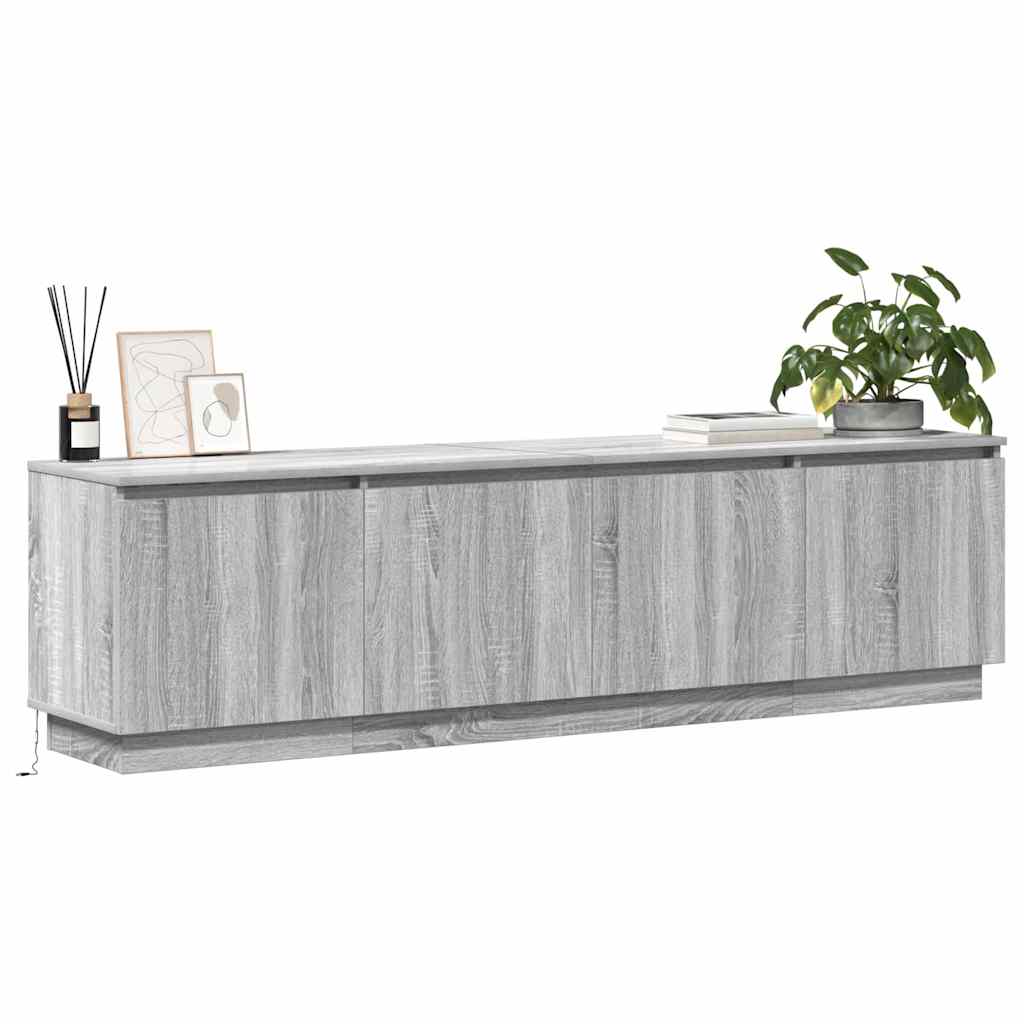 vidaXL TV-meubel met LED Grijs Sonoma 180x38x49 cm Gemaakt van Houtcomposiet