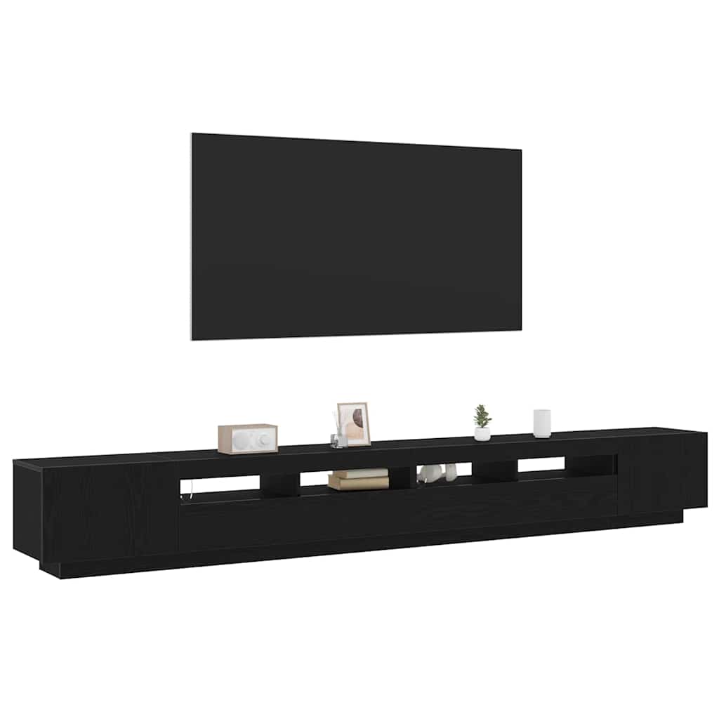 vidaXL TV-meubel met LED-verlichting Zwart Eiken 300x35x40 cm Geengineerd Hout