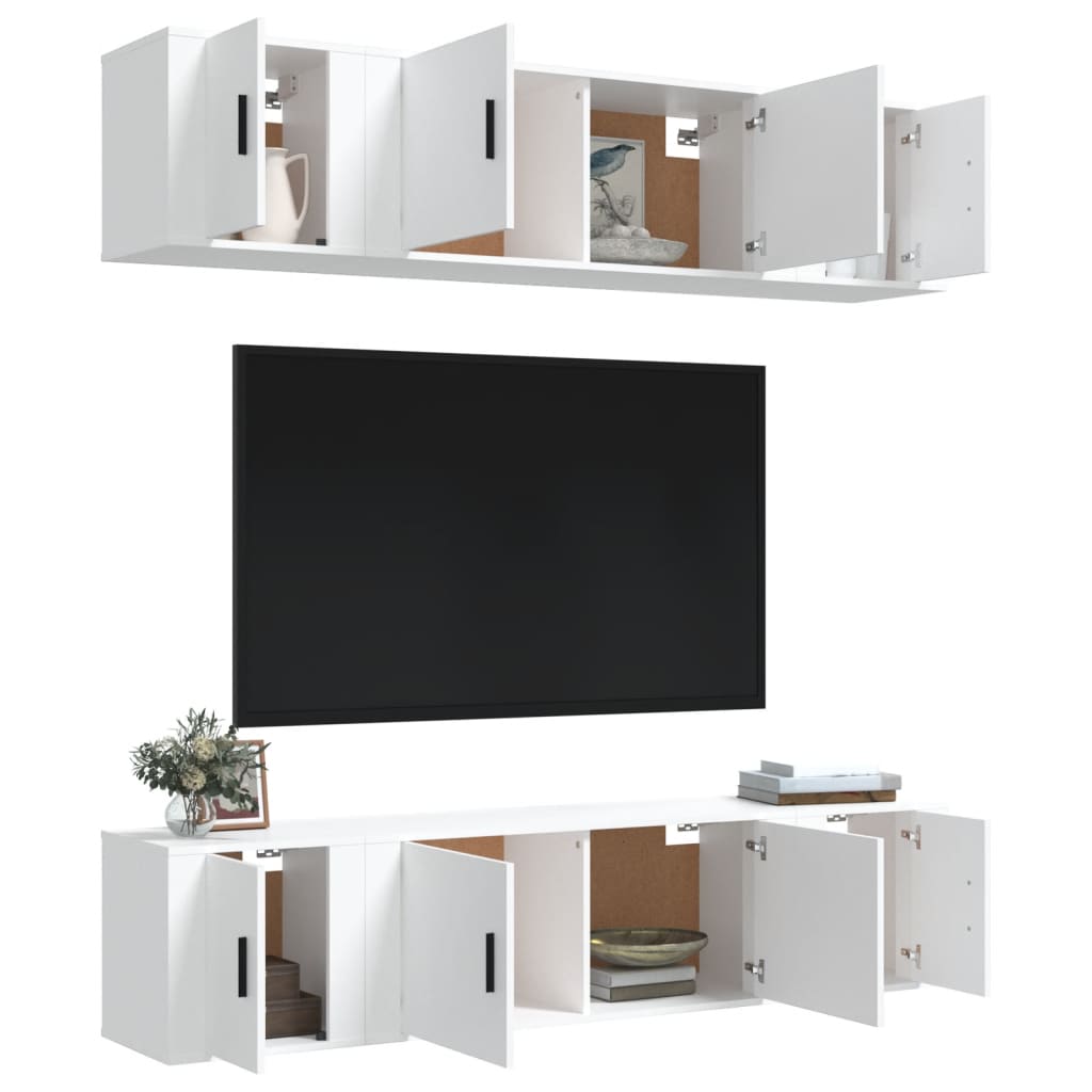 vidaXL 6-delige Tv-meubelset bewerkt hout wit