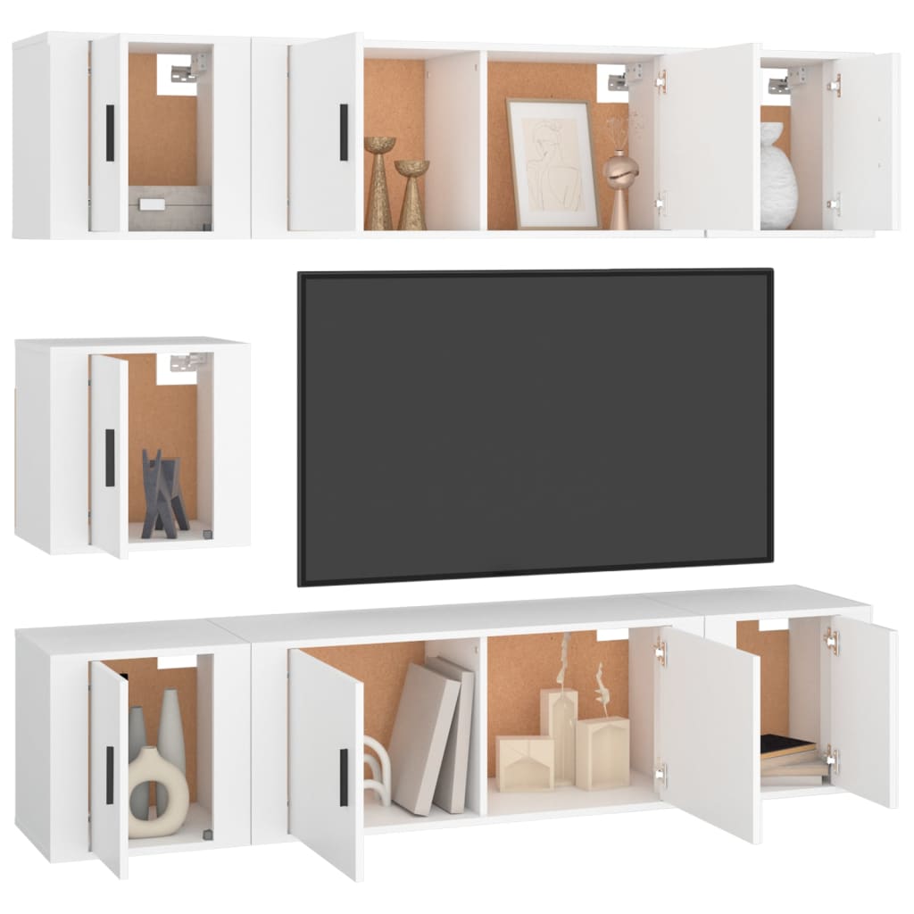 vidaXL 7-delige Tv-meubelset bewerkt hout wit