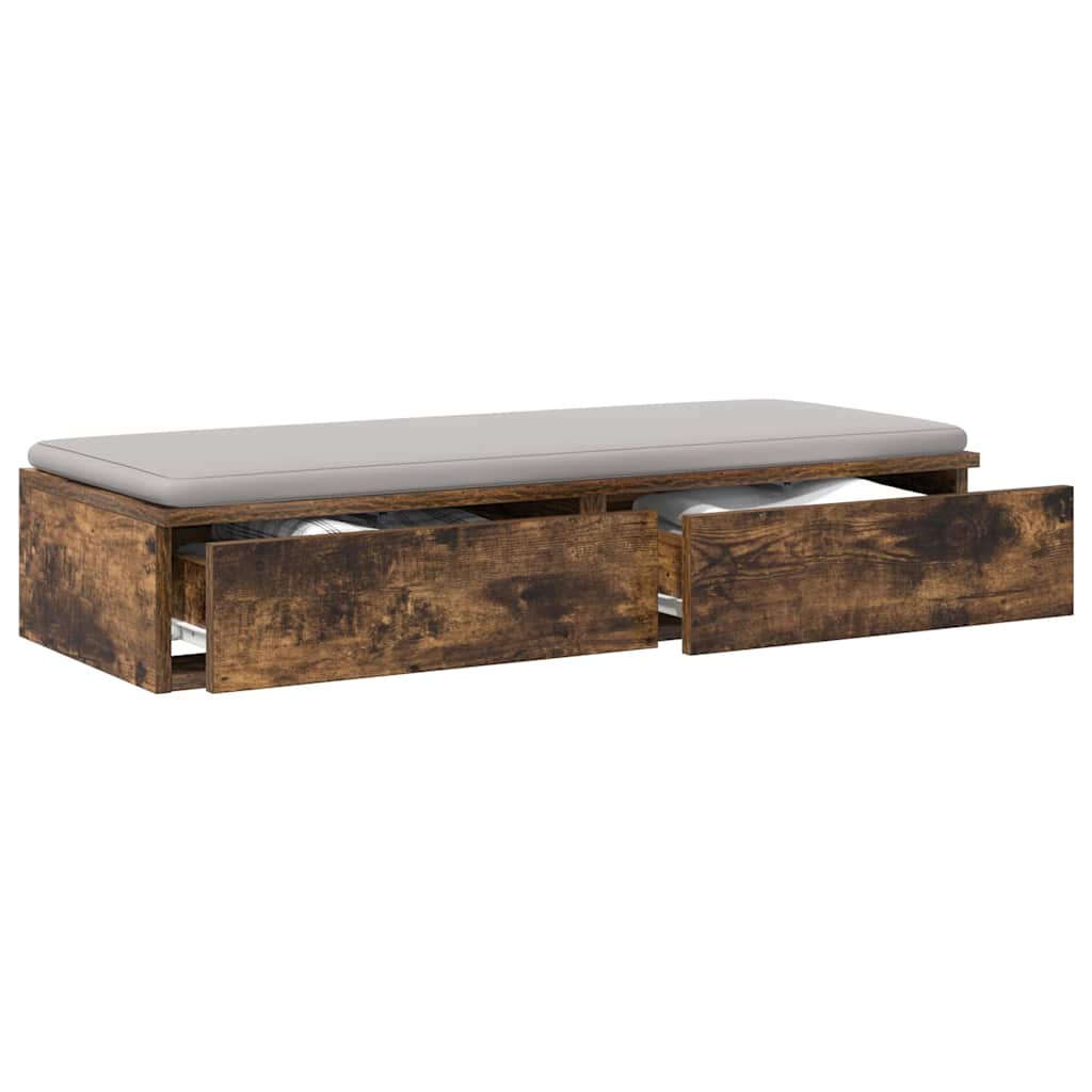 vidaXL Bedlades in Rookkleurig Eiken - 75x36.5x16.5 cm, Gemaakt van Samengesteld Hout
