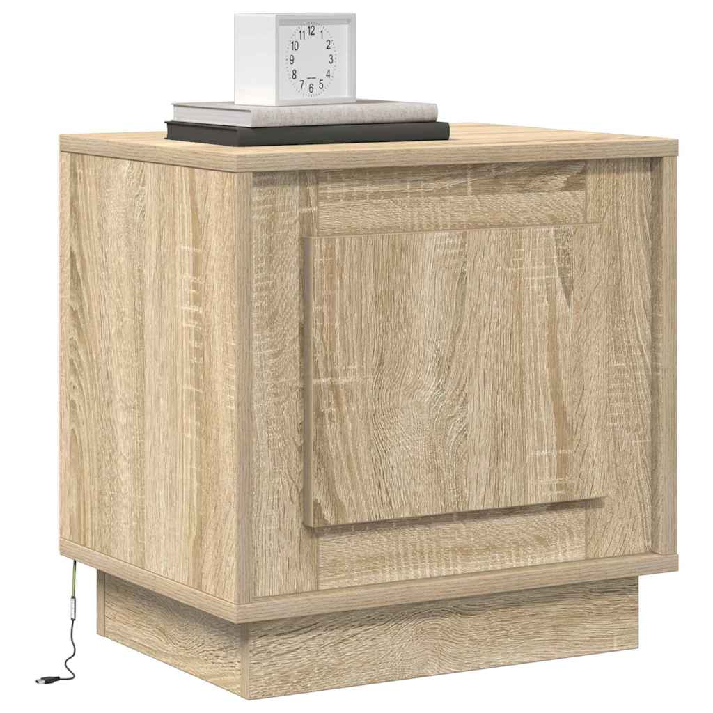 vidaXL Nachtkastje met LED's 44x34,5x45 cm sonoma eikenkleurig