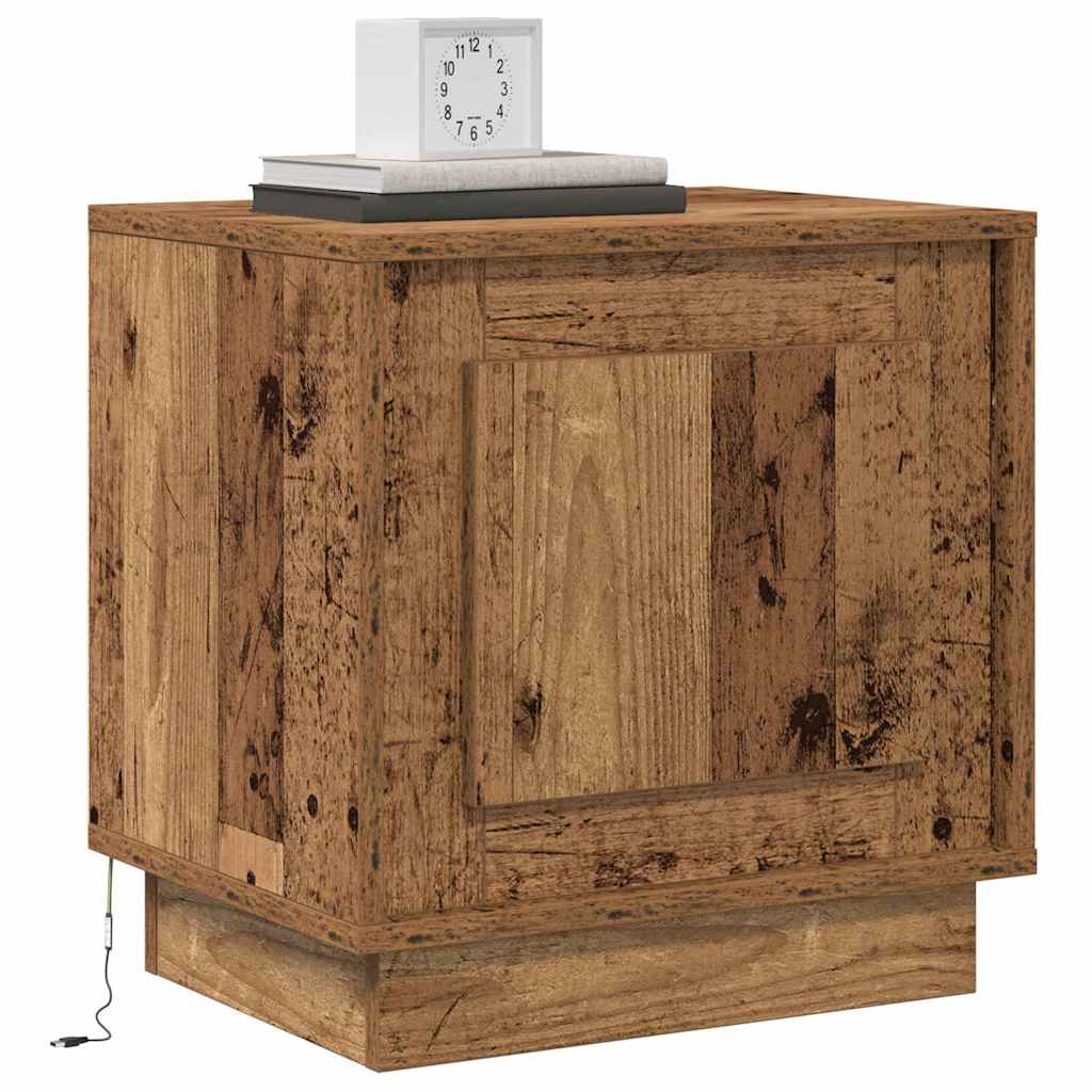 vidaXL Nachtkastje met LED's 44x34,5x45 cm oud houtkleurig