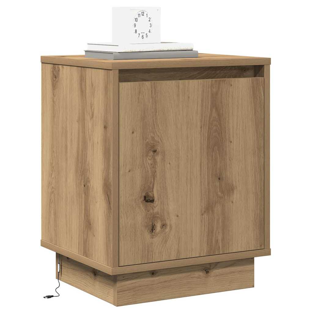 vidaXL Nachtkastjes 2 st met LED's 39x34,5x50 cm artisanaal eiken