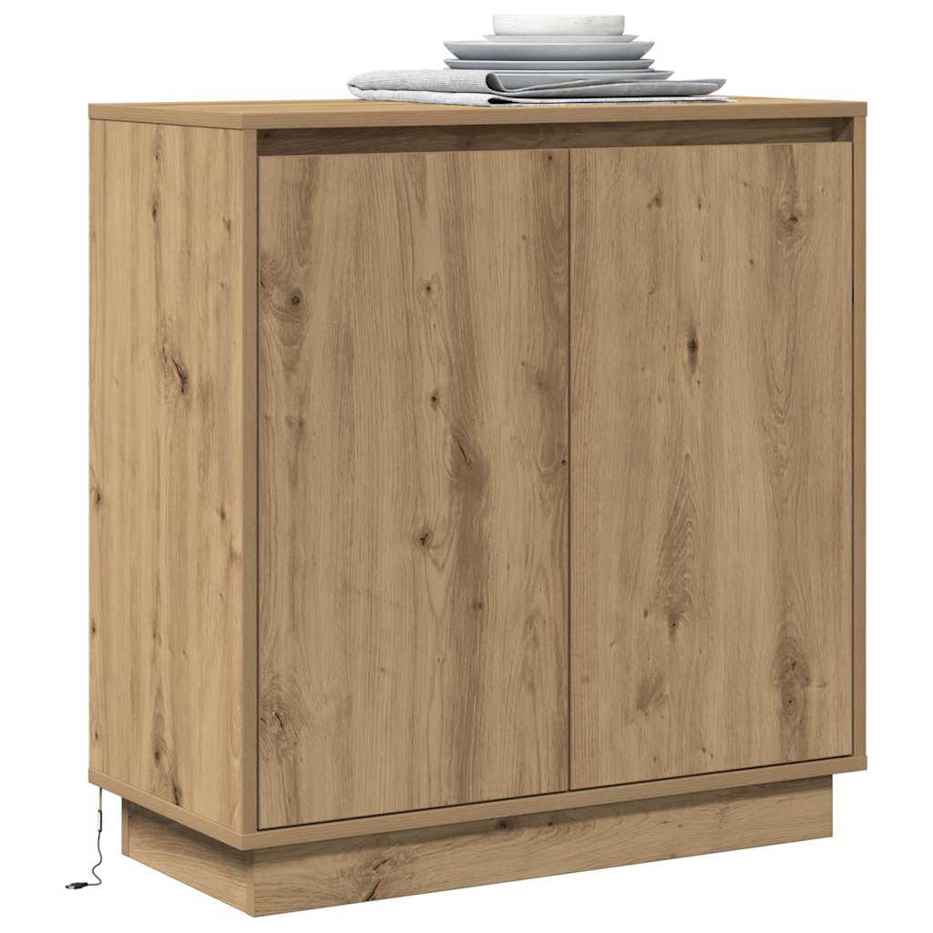 vidaXL Dressoir met LED Artisan Eik 71x34,5x75 cm Geengineerd Hout