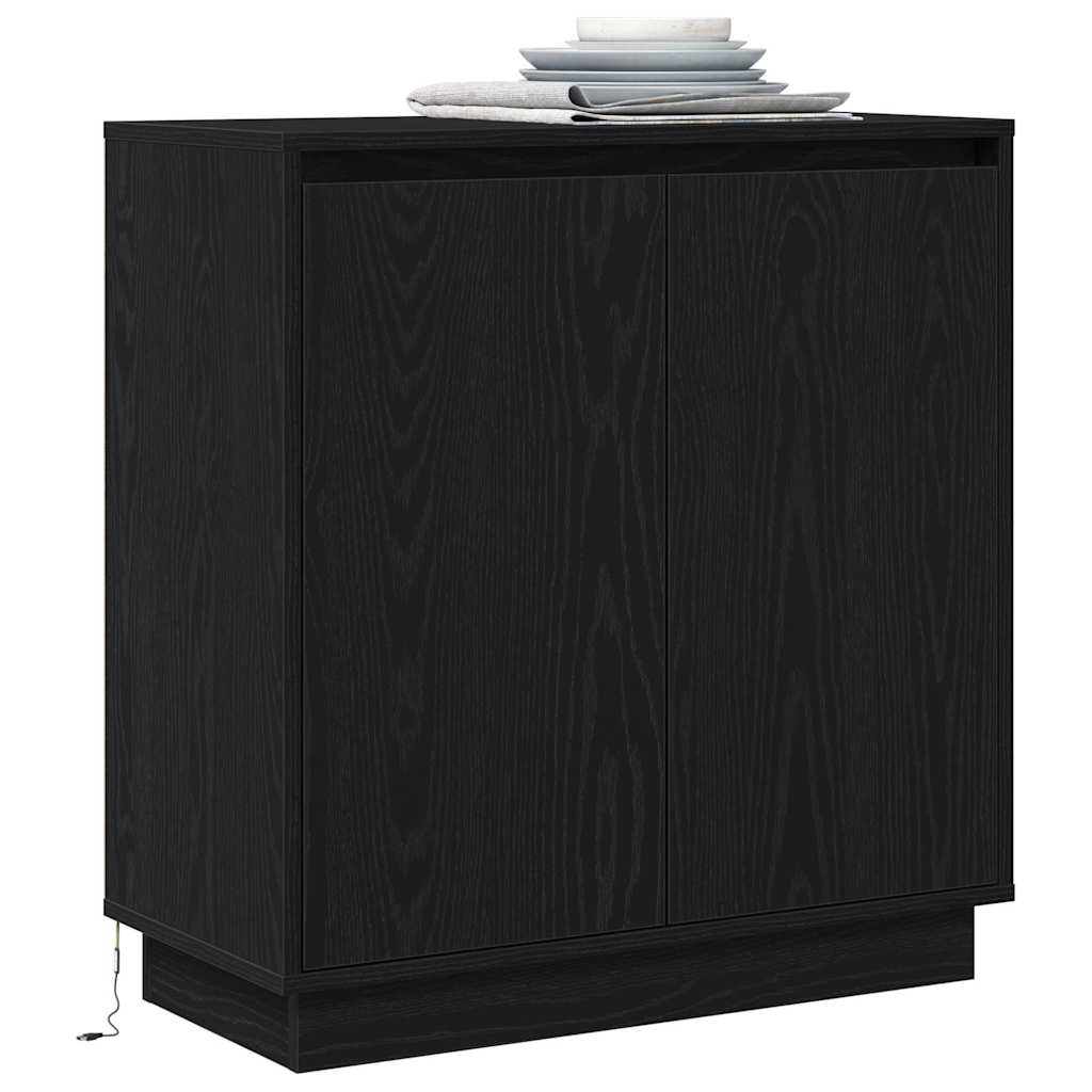 vidaXL Dressoir met LED in Zwart Eiken 71x34.5x75 cm Gelaagd Hout