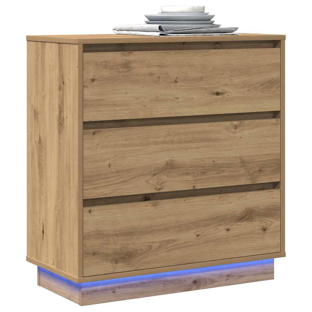 vidaXL Nachtkastje met LED Artisan Eiken 71x34,5x75 cm Engineered Hout