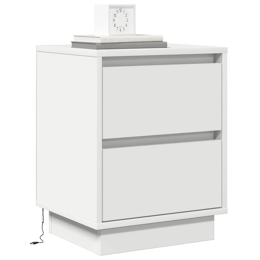 vidaXL Nachtkastjes met LED-verlichting 2 stuks Wit 39x34,5x50 cm