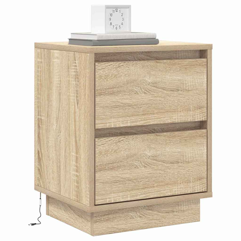 vidaXL Nachtkastjes met LED-verlichting 2 stuks Sonoma Eiken 39x34,5x50 cm