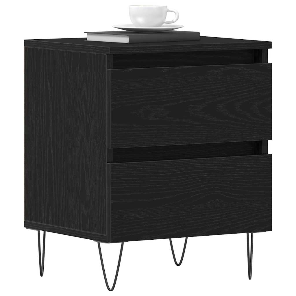 vidaXL Nachtkastjes 2 st 40x35x50 cm bewerkt hout zwart eikenkleurig