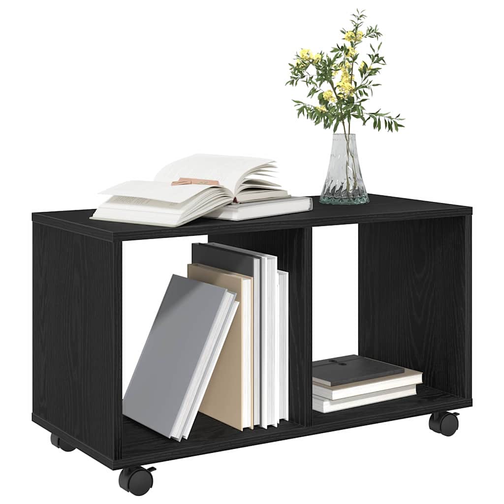 vidaXL Bijzettafel met wielen 72x33x42,5 cm bewerkt hout zwart eiken