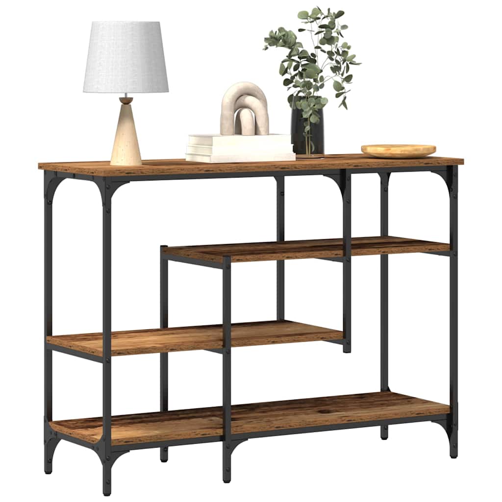 vidaXL Wandtafel 100x35x75 cm bewerkt hout en staal oud houtkleurig