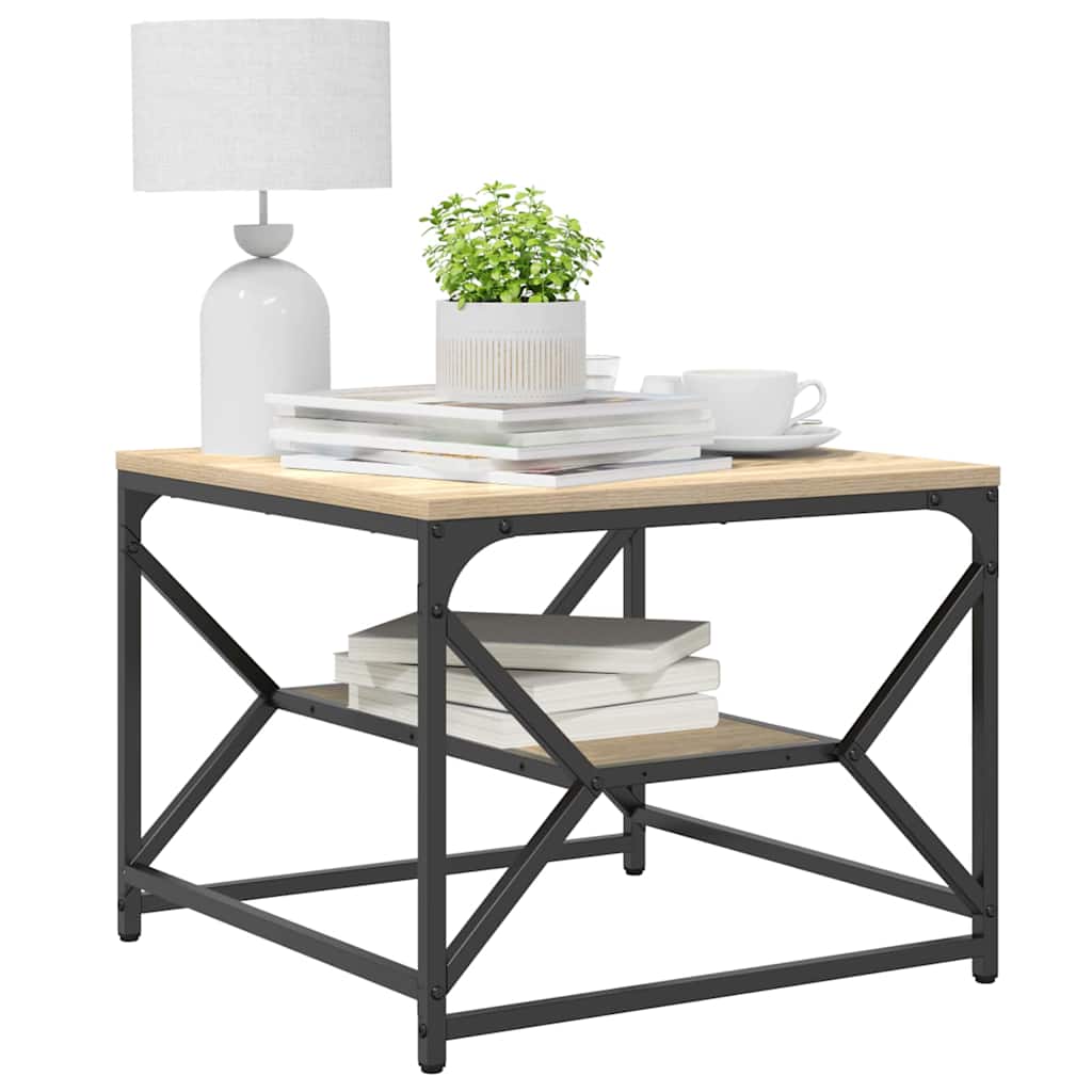 vidaXL Salontafel met Plank in Sonoma Eiken – 51x50x40 cm – Gemaakt van Spaanplaat