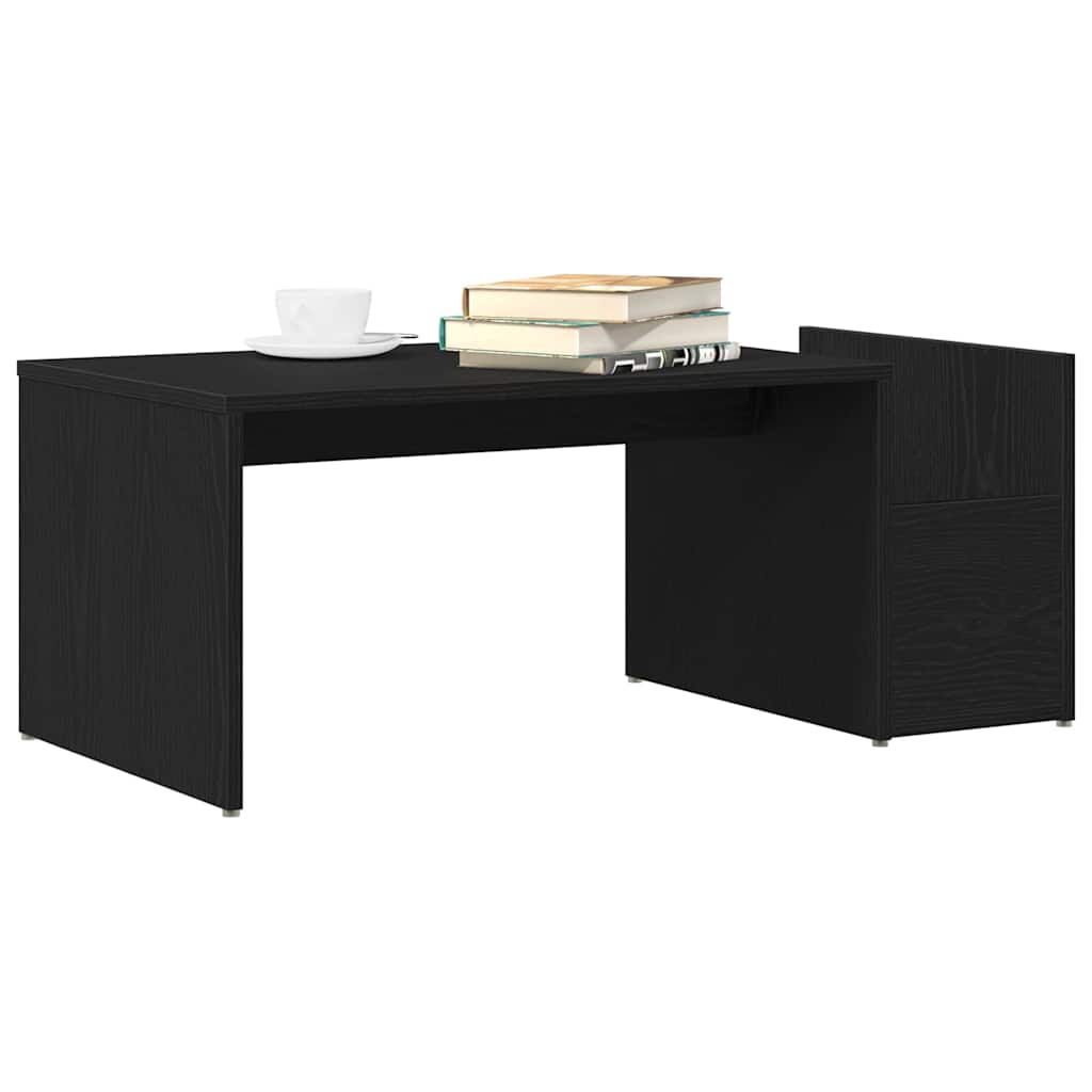 vidaXL Salontafel Zwart Eikenhout 90x45x35 cm Gelaagd Hout