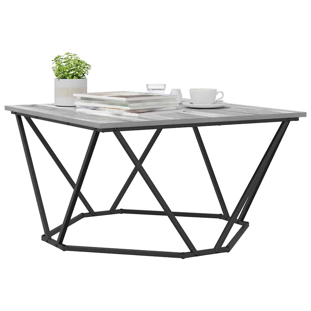 vidaXL Salontafel 80x80x45 cm bewerkt hout grijs sonoma eikenkleurig