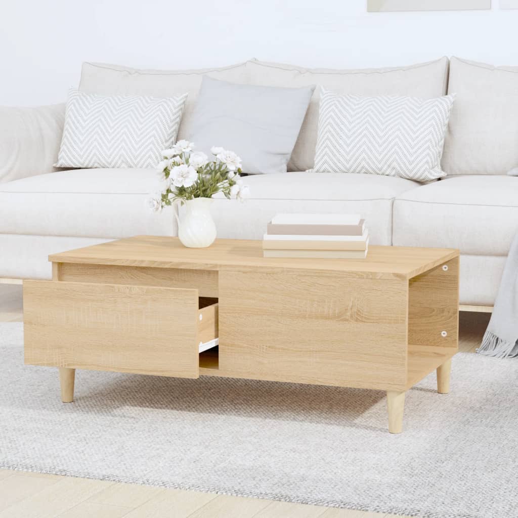 vidaXL Salontafel 90x50x36,5 cm bewerkt hout sonoma eikenkleurig