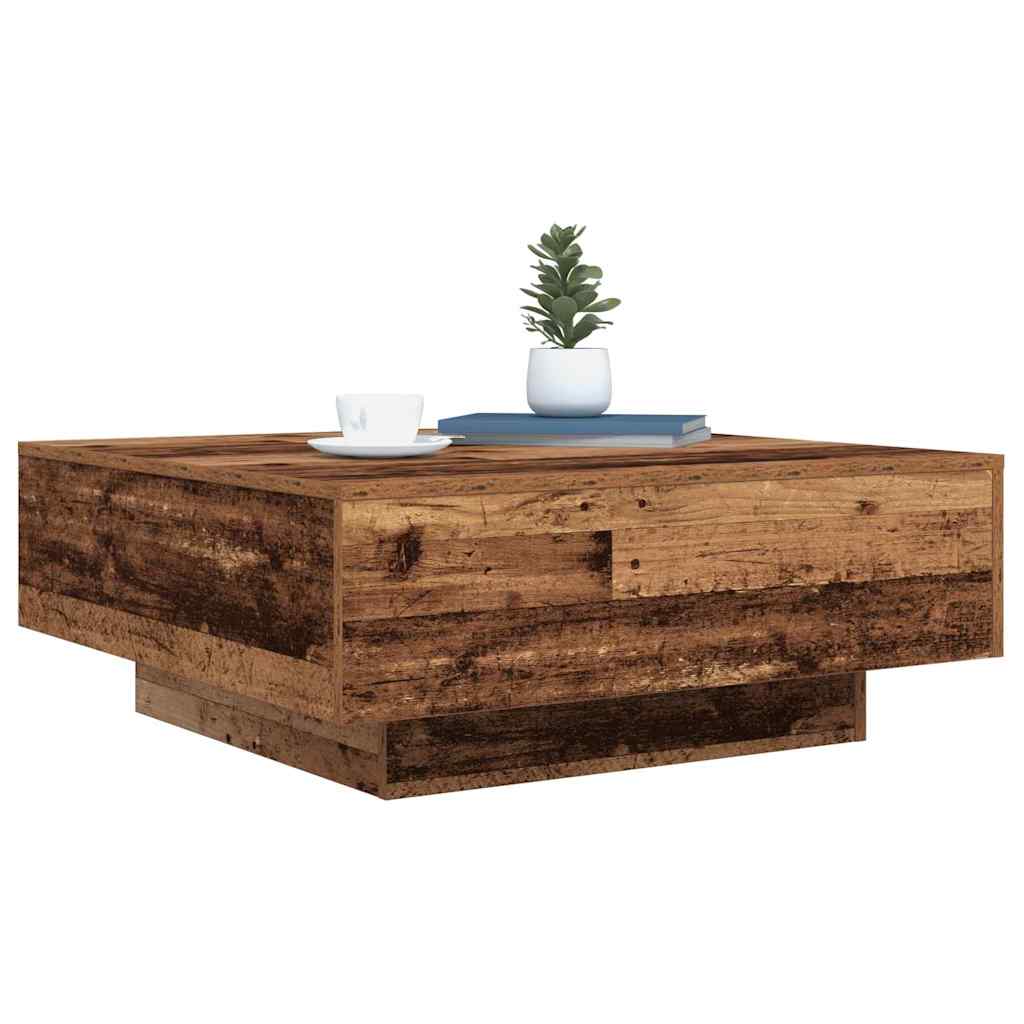 vidaXL Salontafel met LED-verlichting 80x80x31 cm oud houtkleurig