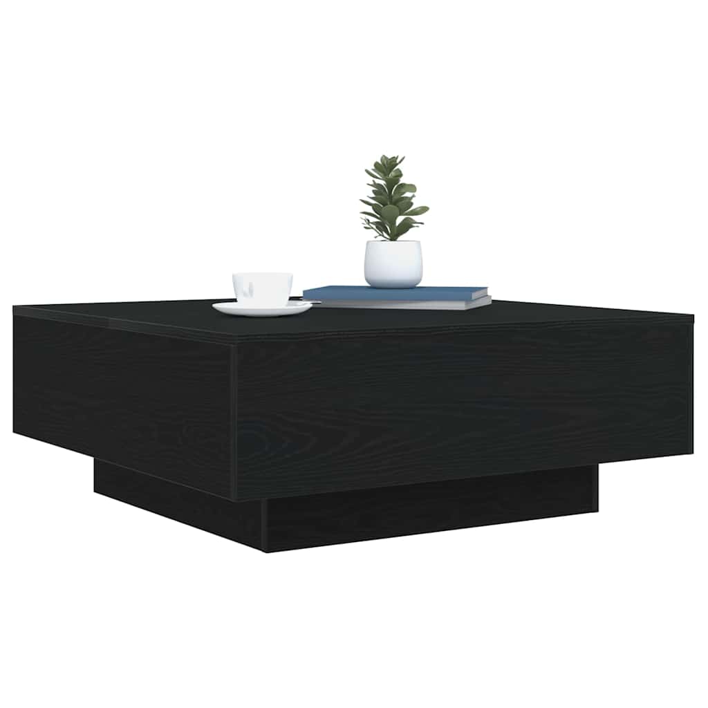 vidaXL Salontafel met LED-verlichting 80x80x31 cm zwart eikenkleurig