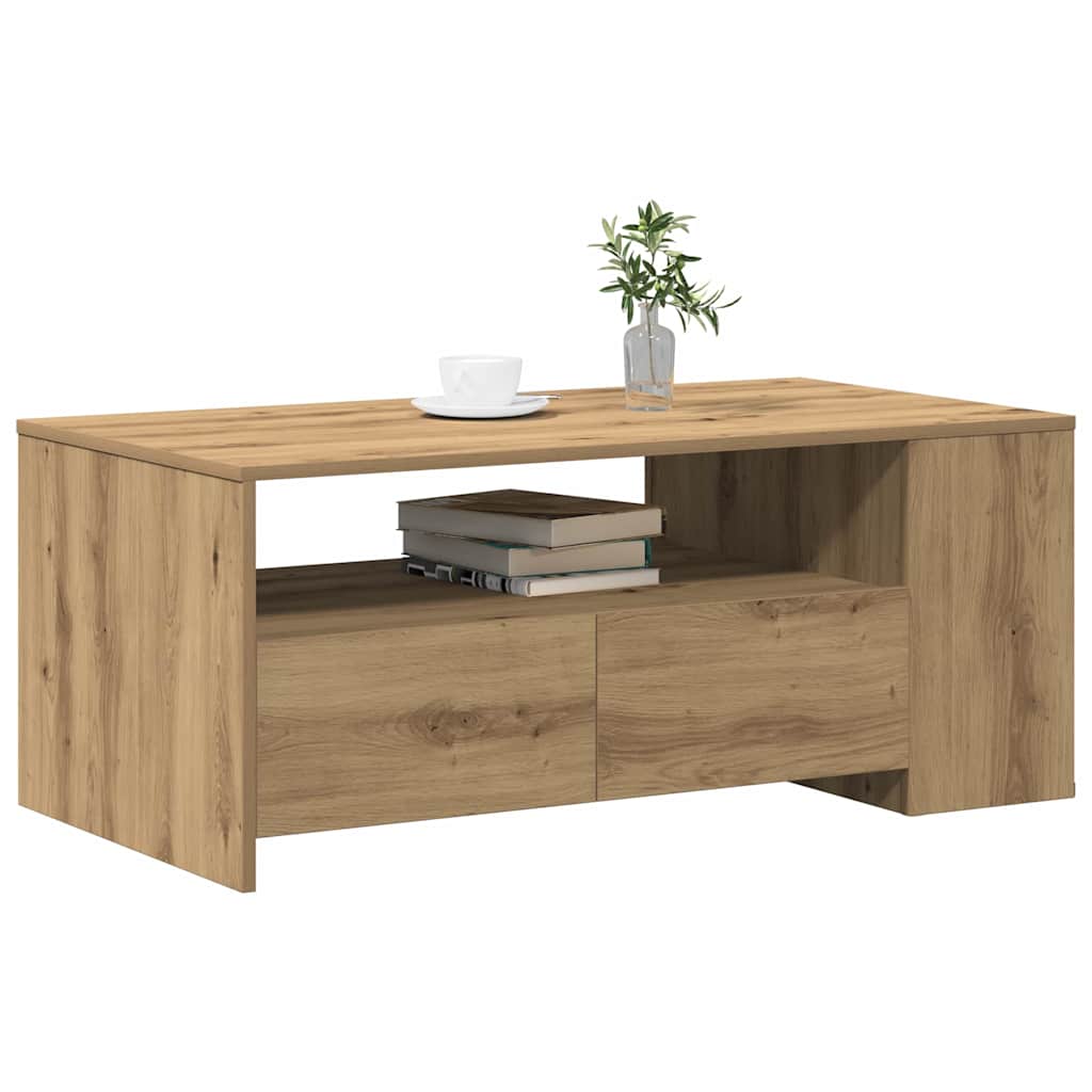 vidaXL Salontafel - Artisan Eiken - 102x55x43,5 cm - Gemaakt van Verwerkt Hout