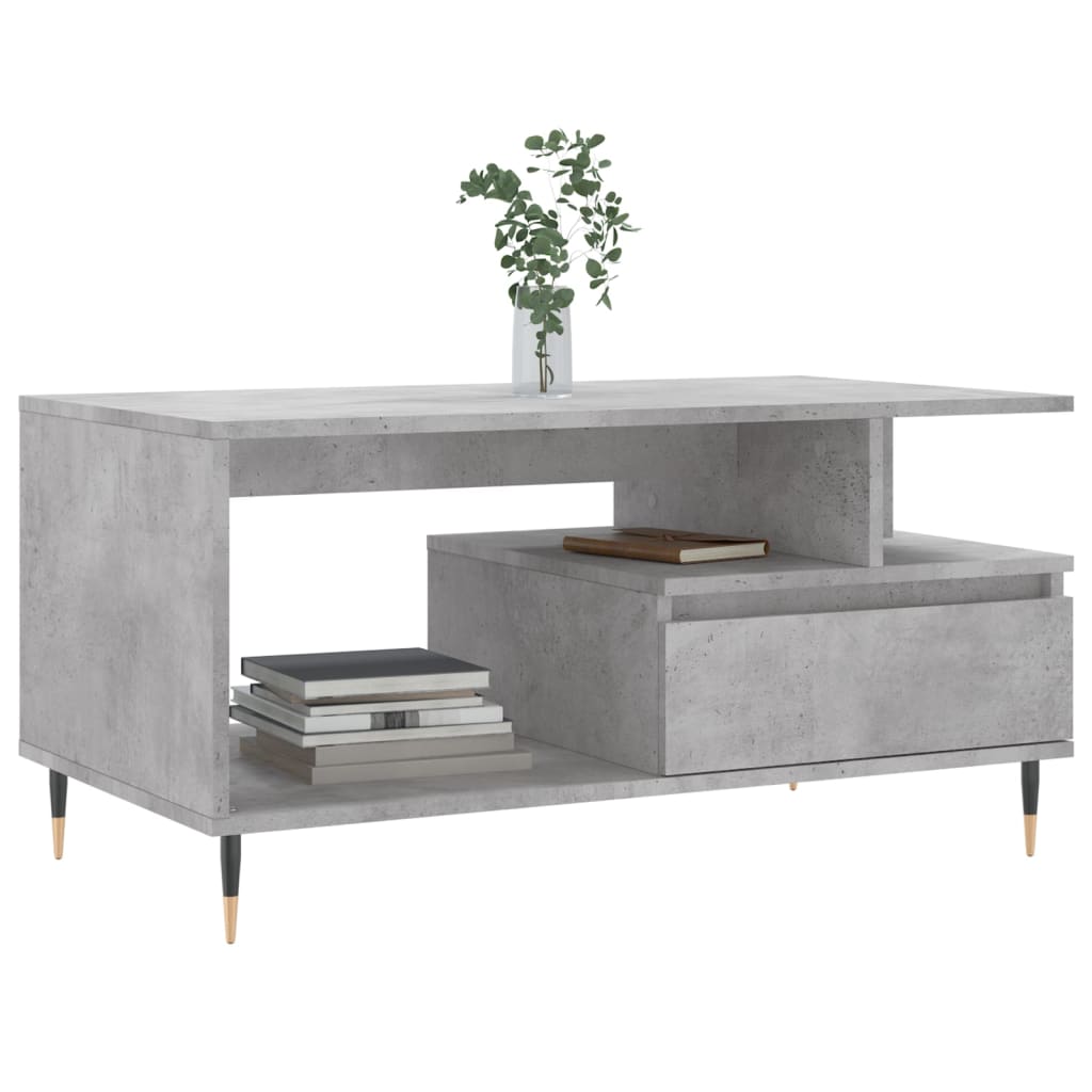 vidaXL Salontafel 90x49x45 cm bewerkt hout betongrijs