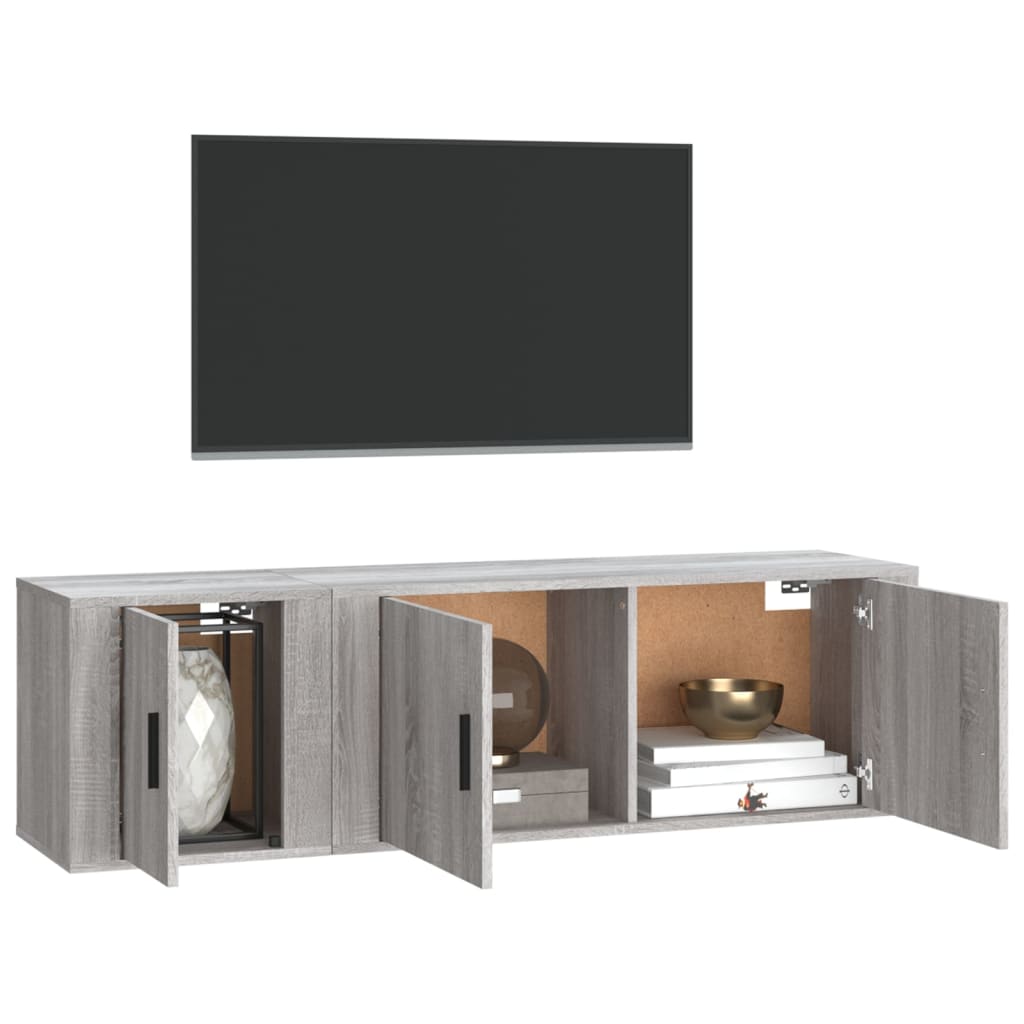 vidaXL 2-delige Tv-meubelset bewerkt hout grijs sonoma eikenkleurig