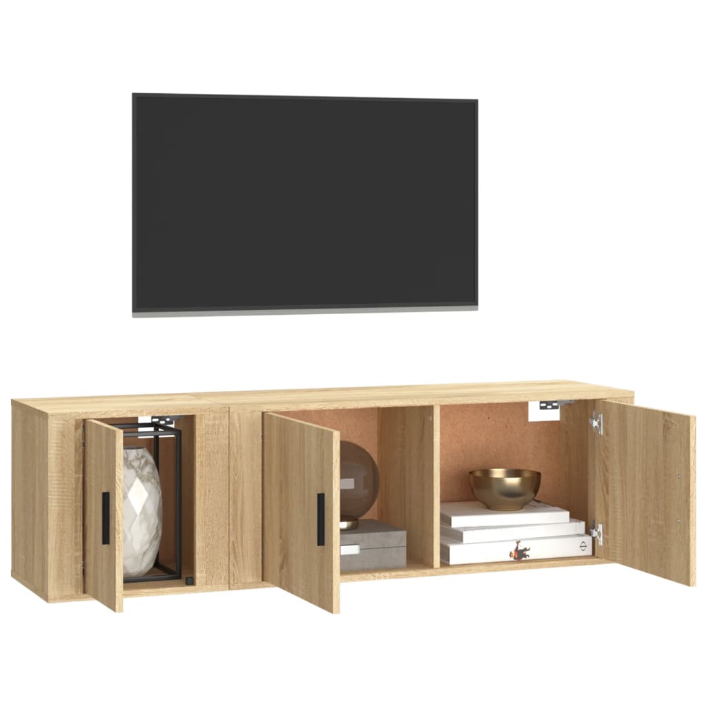 vidaXL 2-delige Tv-meubelset bewerkt hout sonoma eikenkleurig