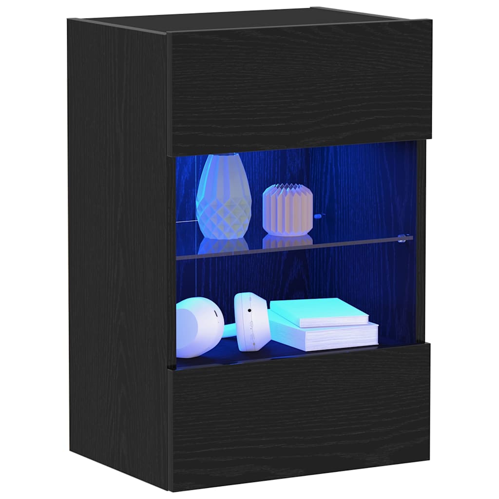 vidaXL LED TV-meubel 2 stuks Zwart Eiken 40x30x60,5 cm Geengineerd Hout