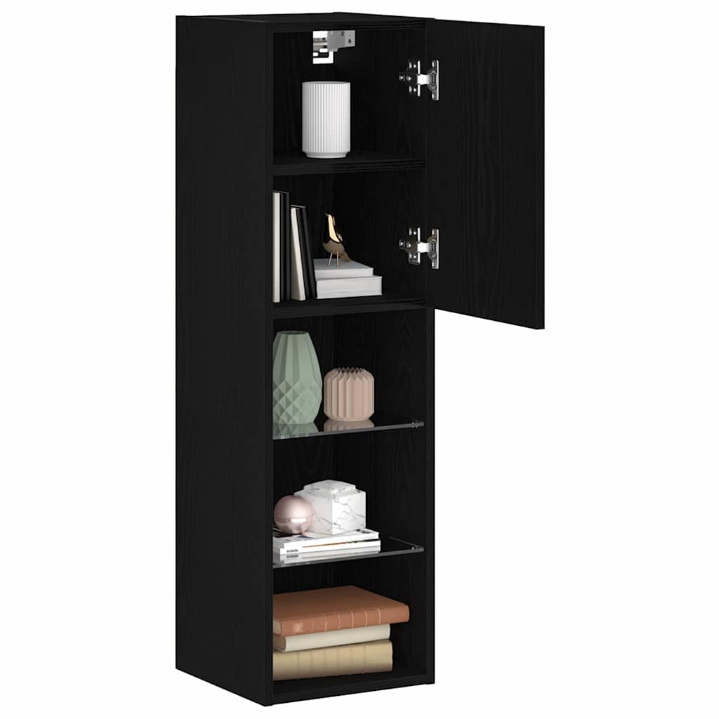 vidaXL LED TV Kast 2 st Zwart Eiken 30,5x30x102 cm Gefabriceerd Hout