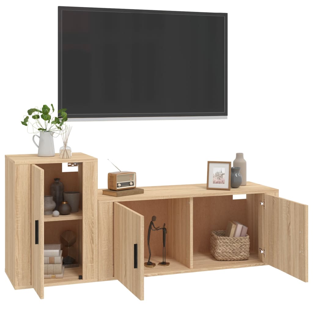 vidaXL 2-delige Tv-meubelset bewerkt hout sonoma eikenkleurig