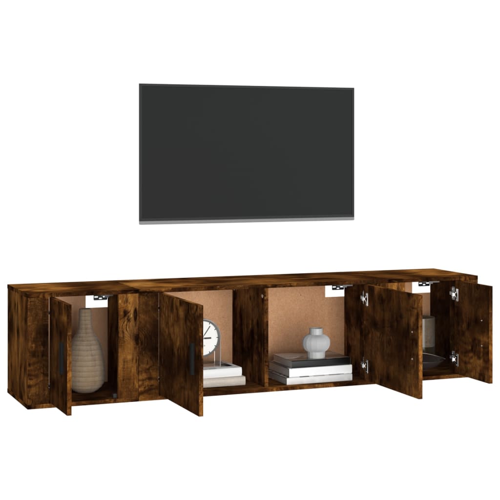 vidaXL 3-delige Tv-meubelset bewerkt hout gerookt eikenkleurig